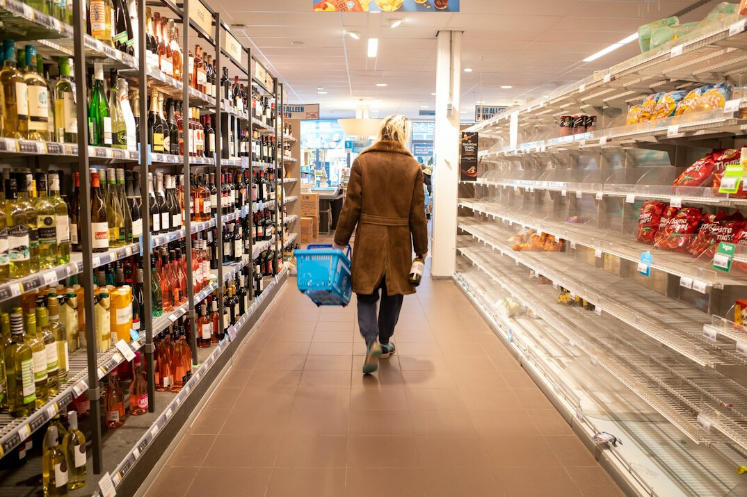 supermarket interior with security